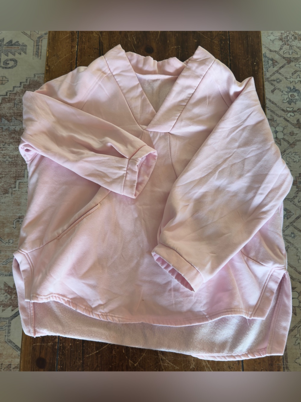 Pink Oversized Sweatshirt V Neck - Picture 4 of 5